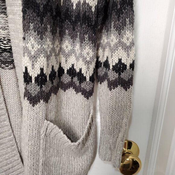 Sonoma Life + Style Women's Long Patterned Cardigan Sweater w. Pockets Size LG - Picture 3 of 8